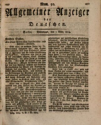 Allgemeiner Anzeiger der Deutschen Dienstag 1. März 1814