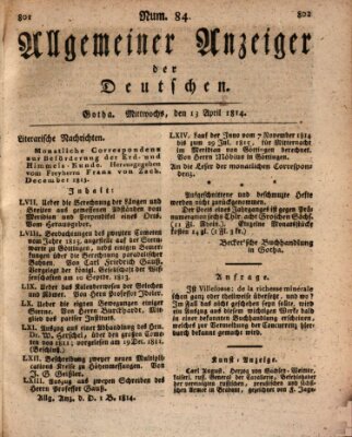 Allgemeiner Anzeiger der Deutschen Mittwoch 13. April 1814