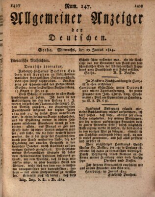 Allgemeiner Anzeiger der Deutschen Mittwoch 29. Juni 1814