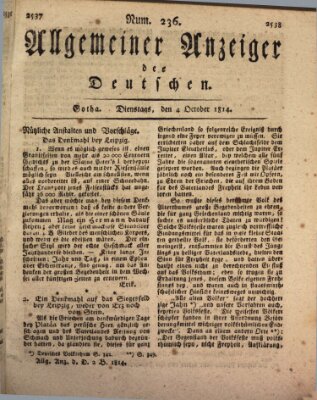 Allgemeiner Anzeiger der Deutschen Dienstag 4. Oktober 1814