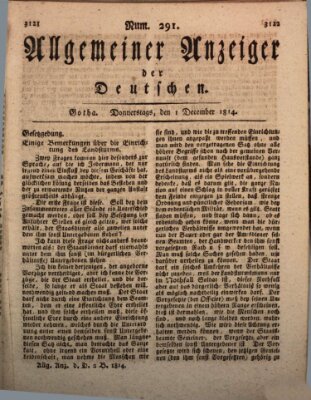Allgemeiner Anzeiger der Deutschen Donnerstag 1. Dezember 1814