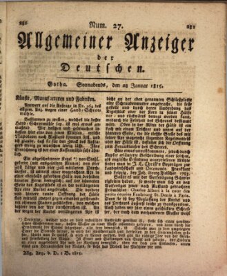 Allgemeiner Anzeiger der Deutschen Samstag 28. Januar 1815