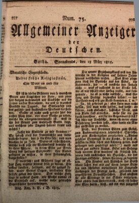 Allgemeiner Anzeiger der Deutschen Samstag 18. März 1815
