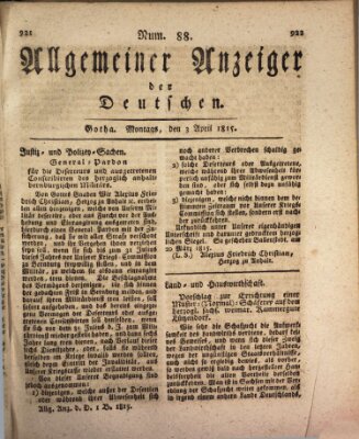 Allgemeiner Anzeiger der Deutschen Montag 3. April 1815