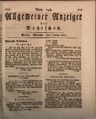 Allgemeiner Anzeiger der Deutschen Mittwoch 7. Juni 1815