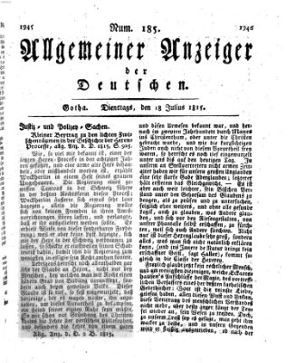 Allgemeiner Anzeiger der Deutschen Dienstag 18. Juli 1815