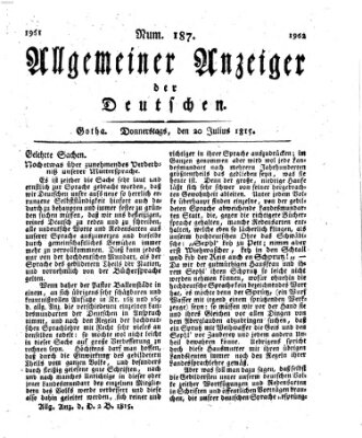 Allgemeiner Anzeiger der Deutschen Donnerstag 20. Juli 1815