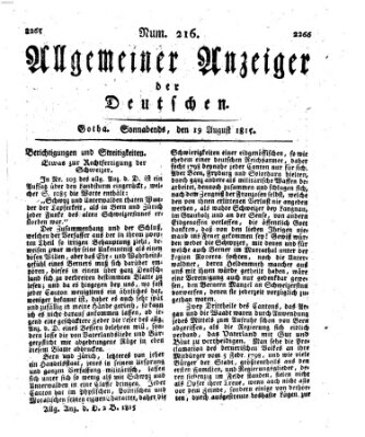 Allgemeiner Anzeiger der Deutschen Samstag 19. August 1815