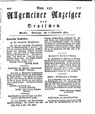 Allgemeiner Anzeiger der Deutschen Sonntag 10. September 1815