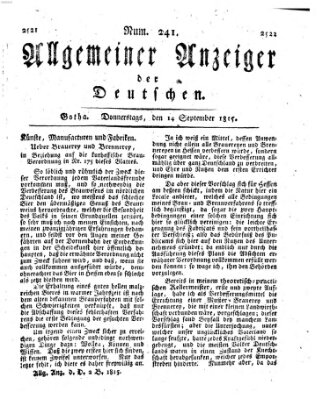 Allgemeiner Anzeiger der Deutschen Donnerstag 14. September 1815