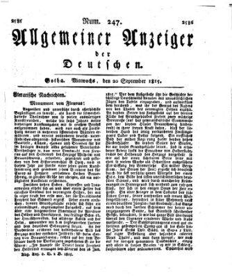 Allgemeiner Anzeiger der Deutschen Mittwoch 20. September 1815