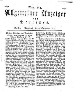 Allgemeiner Anzeiger der Deutschen Dienstag 26. September 1815