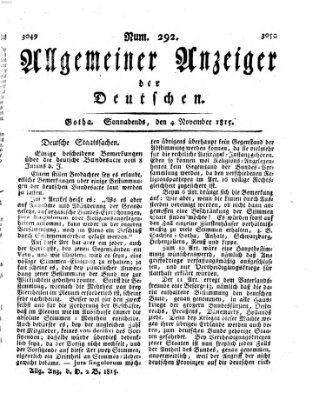 Allgemeiner Anzeiger der Deutschen Samstag 4. November 1815