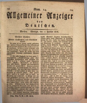 Allgemeiner Anzeiger der Deutschen Montag 15. Januar 1816