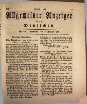 Allgemeiner Anzeiger der Deutschen Mittwoch 17. Januar 1816