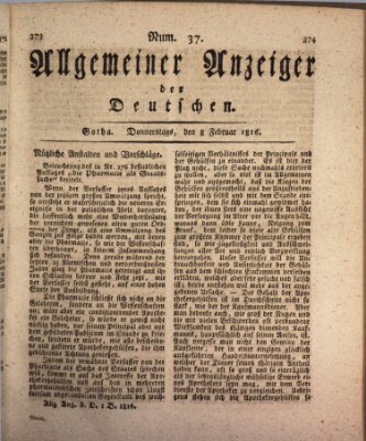 Allgemeiner Anzeiger der Deutschen Donnerstag 8. Februar 1816