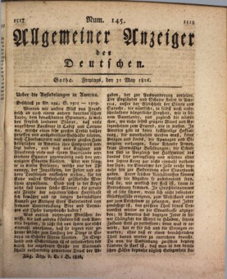Allgemeiner Anzeiger der Deutschen Freitag 31. Mai 1816