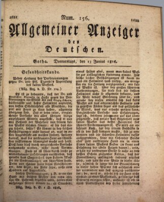 Allgemeiner Anzeiger der Deutschen Donnerstag 13. Juni 1816