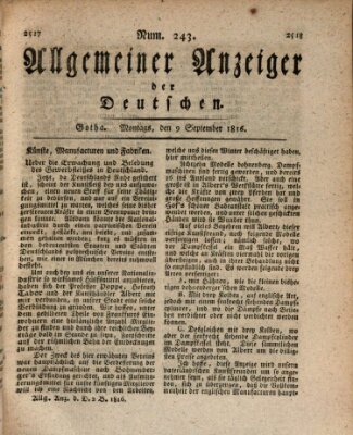Allgemeiner Anzeiger der Deutschen Montag 9. September 1816