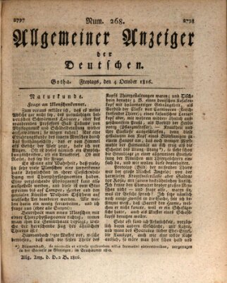 Allgemeiner Anzeiger der Deutschen Freitag 4. Oktober 1816
