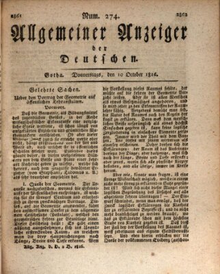 Allgemeiner Anzeiger der Deutschen Donnerstag 10. Oktober 1816