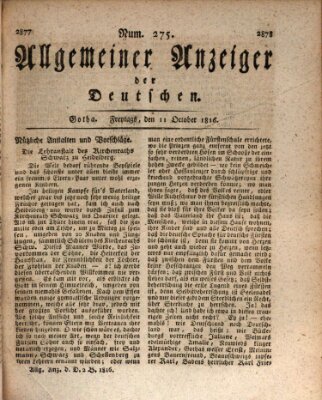 Allgemeiner Anzeiger der Deutschen Freitag 11. Oktober 1816
