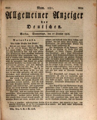 Allgemeiner Anzeiger der Deutschen Donnerstag 17. Oktober 1816