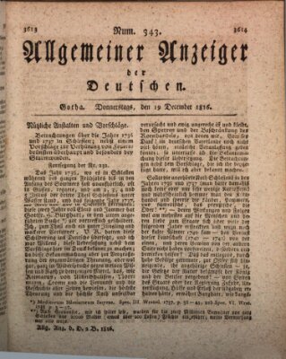 Allgemeiner Anzeiger der Deutschen Donnerstag 19. Dezember 1816