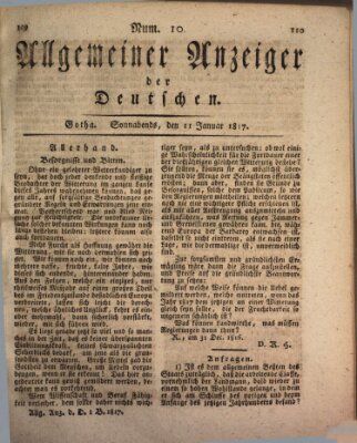 Allgemeiner Anzeiger der Deutschen Samstag 11. Januar 1817