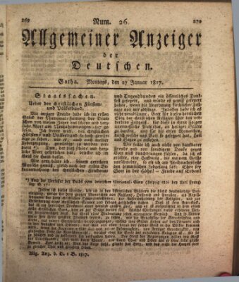 Allgemeiner Anzeiger der Deutschen Montag 27. Januar 1817