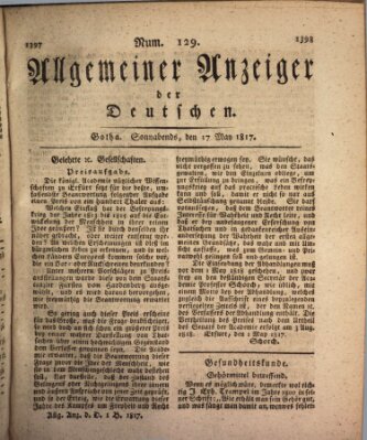 Allgemeiner Anzeiger der Deutschen Samstag 17. Mai 1817