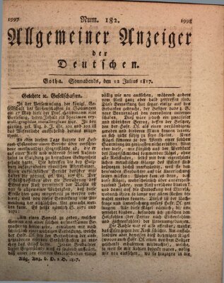 Allgemeiner Anzeiger der Deutschen Samstag 12. Juli 1817