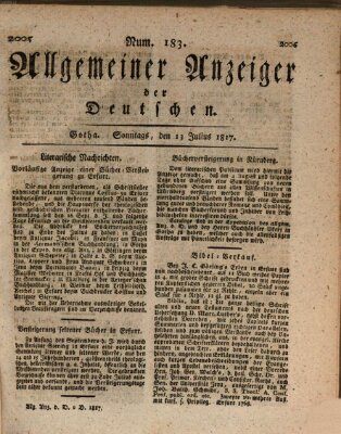 Allgemeiner Anzeiger der Deutschen Sonntag 13. Juli 1817