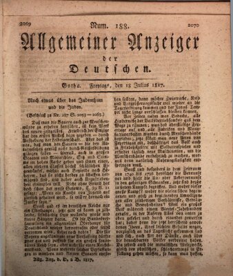 Allgemeiner Anzeiger der Deutschen Freitag 18. Juli 1817