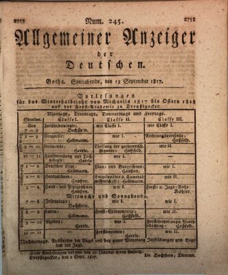 Allgemeiner Anzeiger der Deutschen Samstag 13. September 1817