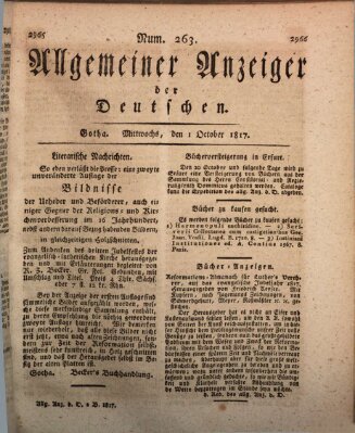 Allgemeiner Anzeiger der Deutschen Mittwoch 1. Oktober 1817