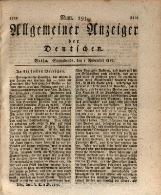 Allgemeiner Anzeiger der Deutschen Samstag 1. November 1817
