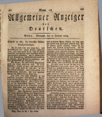 Allgemeiner Anzeiger der Deutschen Montag 19. Januar 1818