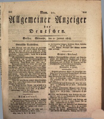 Allgemeiner Anzeiger der Deutschen Mittwoch 21. Januar 1818
