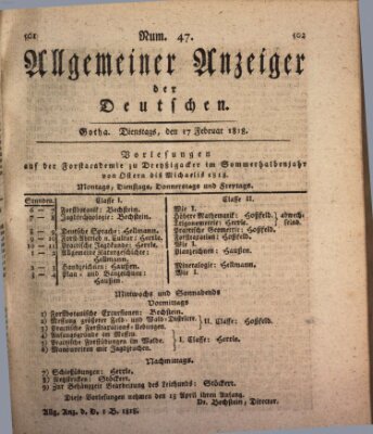Allgemeiner Anzeiger der Deutschen Dienstag 17. Februar 1818