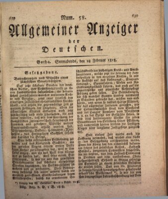 Allgemeiner Anzeiger der Deutschen Samstag 28. Februar 1818