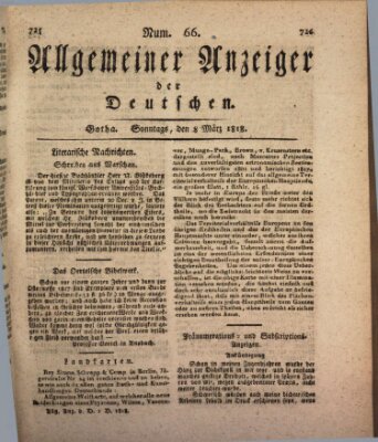 Allgemeiner Anzeiger der Deutschen Sonntag 8. März 1818