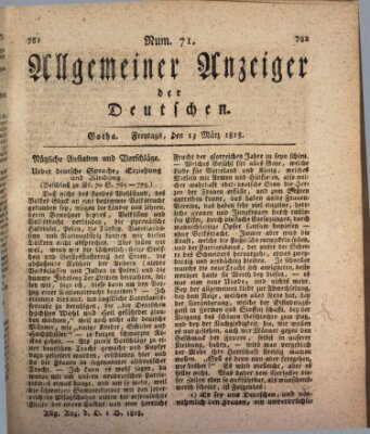 Allgemeiner Anzeiger der Deutschen Freitag 13. März 1818