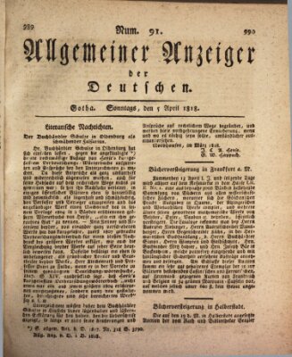Allgemeiner Anzeiger der Deutschen Sonntag 5. April 1818