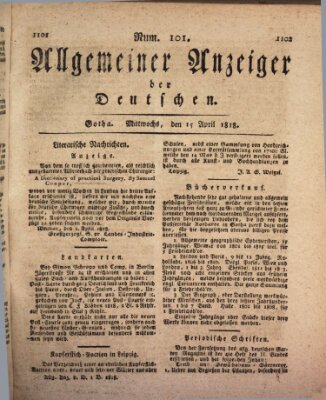 Allgemeiner Anzeiger der Deutschen Mittwoch 15. April 1818