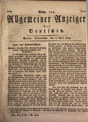 Allgemeiner Anzeiger der Deutschen Donnerstag 16. April 1818
