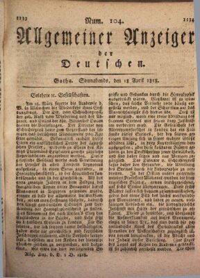 Allgemeiner Anzeiger der Deutschen Samstag 18. April 1818