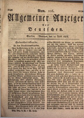Allgemeiner Anzeiger der Deutschen Montag 20. April 1818