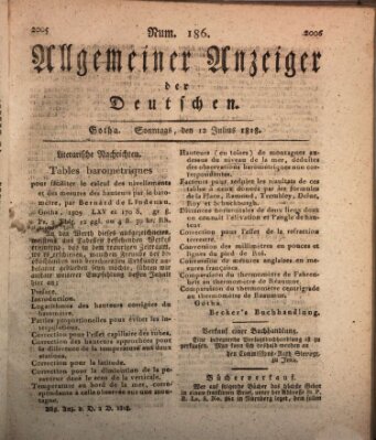Allgemeiner Anzeiger der Deutschen Sonntag 12. Juli 1818