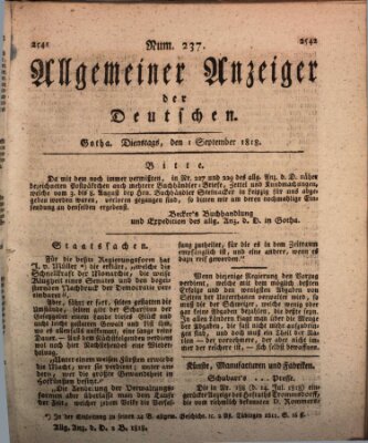 Allgemeiner Anzeiger der Deutschen Dienstag 1. September 1818